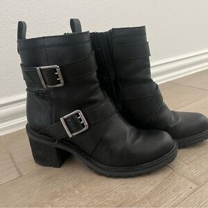 Zodiac Black Ankle Boots with Chunky Heel